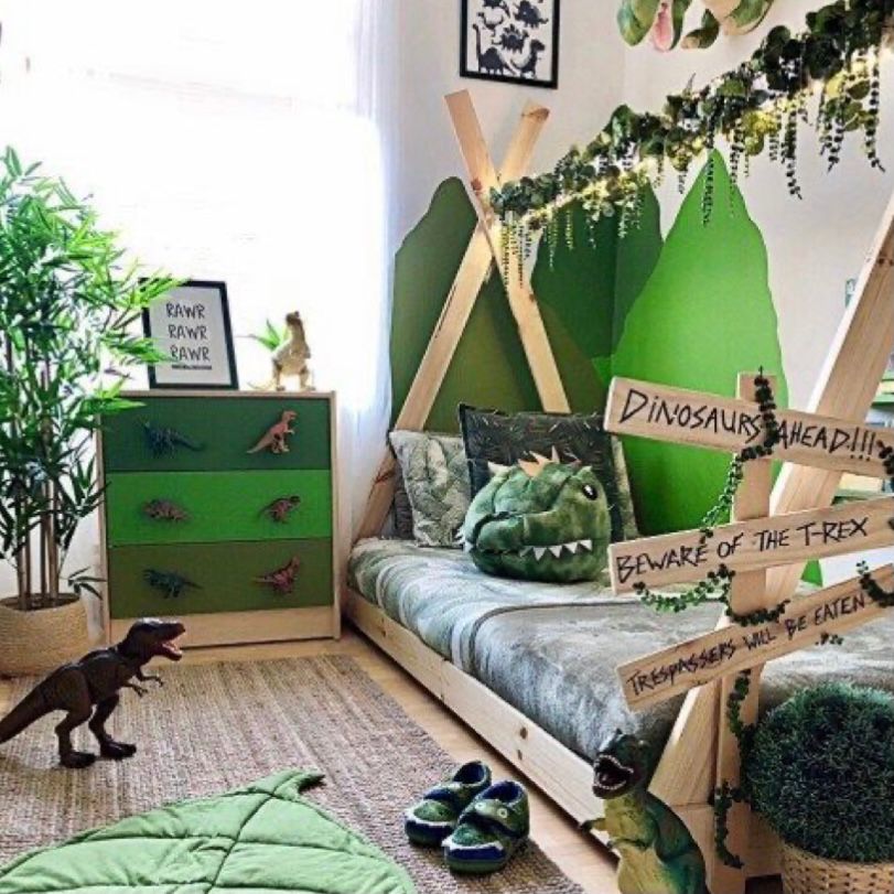 desain kamar anak laki-laki tema dinosaurus