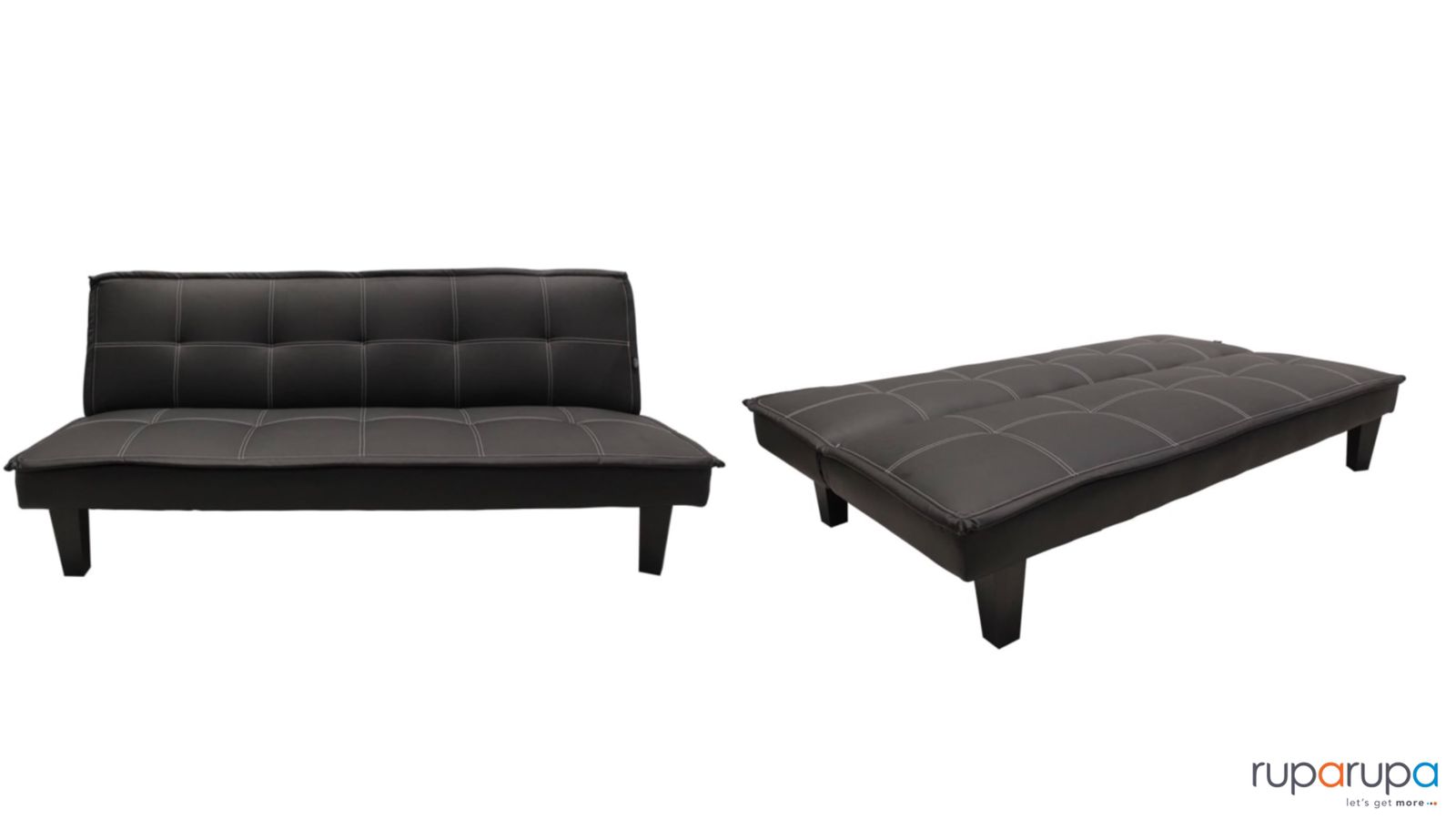 Gotham Sofa Tidur Kulit - Hitam