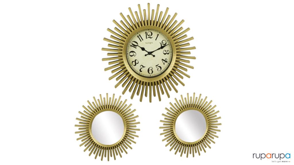 Wall Clock 33 Cm Set 3 Pcs 870 - Gold