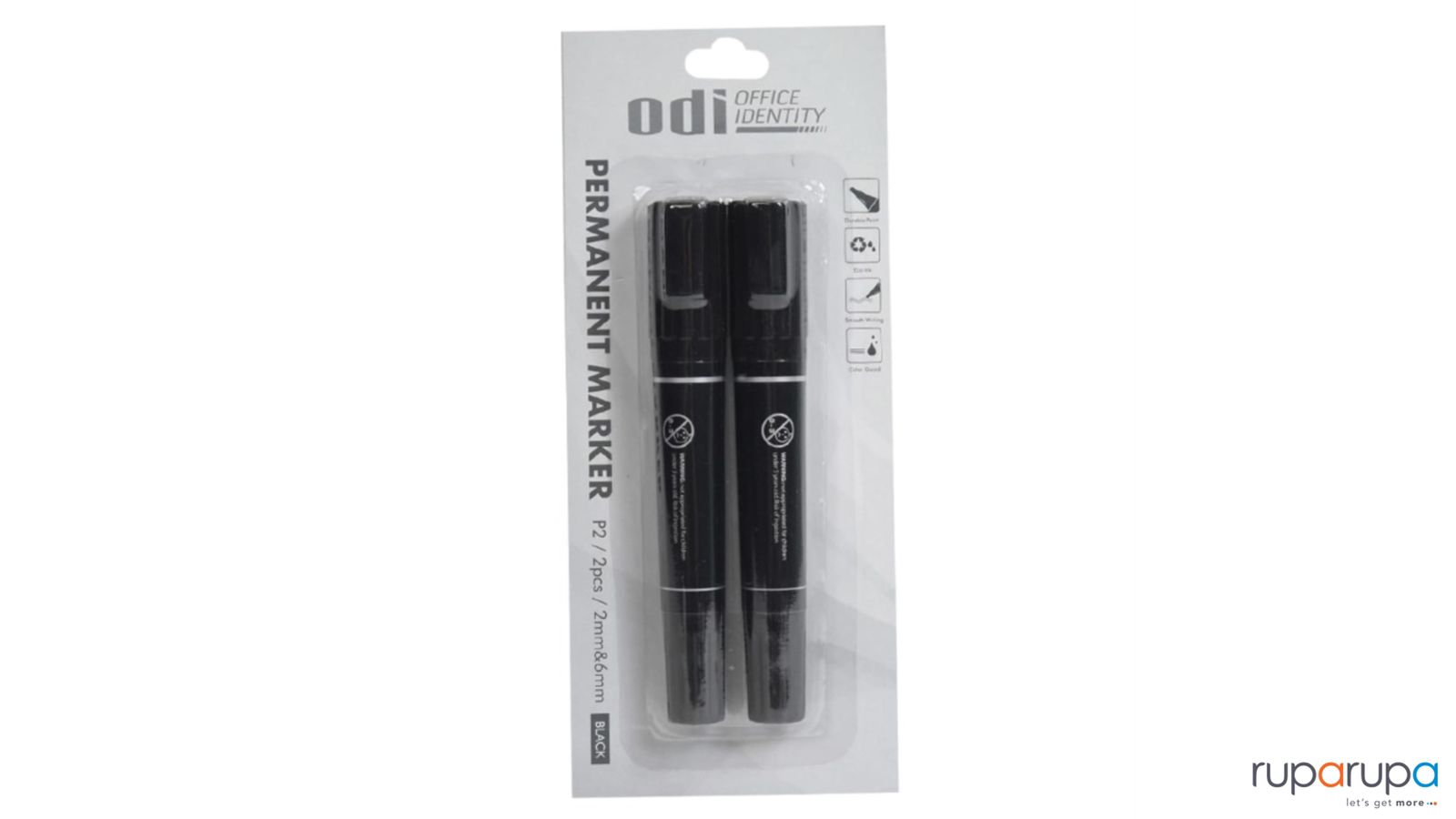 Odi Set 2 Pcs Spidol Permanen 2 & 6 Mm - Hitam