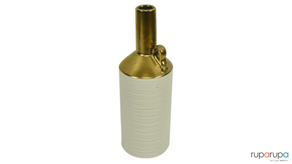 Arthome 31 Cm Vas Keramik Bottle - Putih Gold