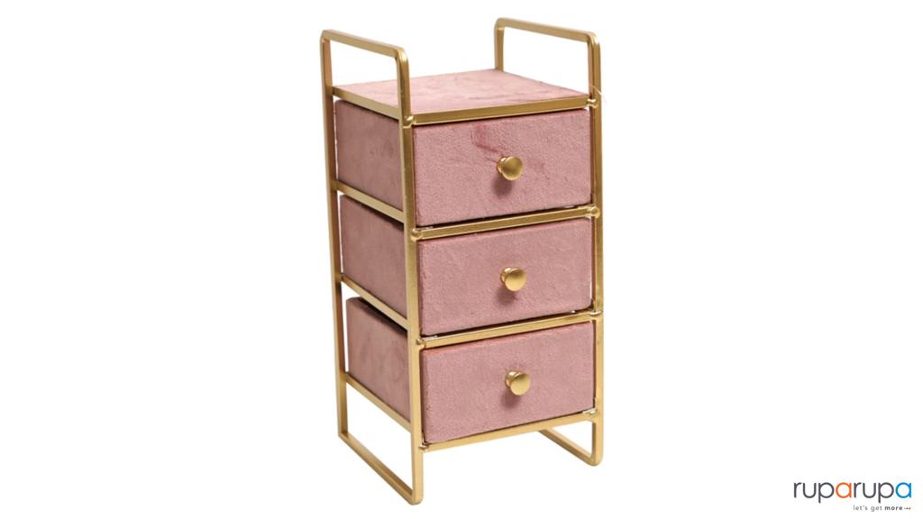 Kotak Perhiasan 3 Laci 12x11.5x24 Cm - Pink