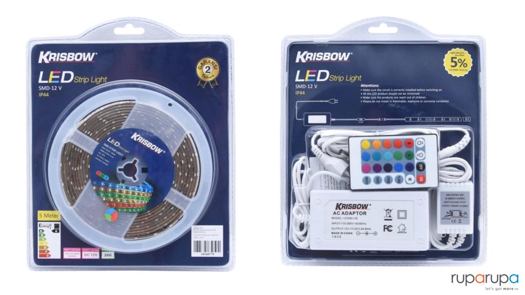 Krisbow Lampu Led Strip 12v 5m 24w - Rgb