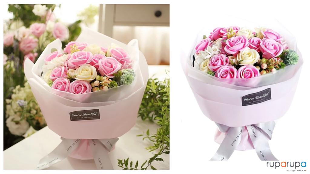 Para Ella 27 Cm Buket Bunga Artifisial Mawar Pedova - Pink