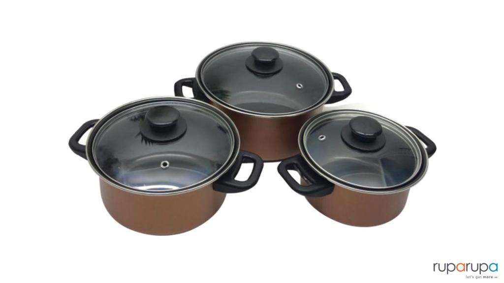 Selma Set 3 Pcs Emma Panci Casserole Dengan Tutup - Cokelat