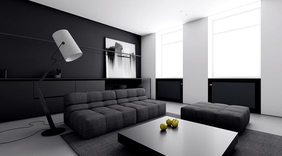 ruang keluarga minimalist black