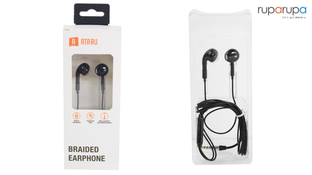 Ataru Earphone Braided - Hitam