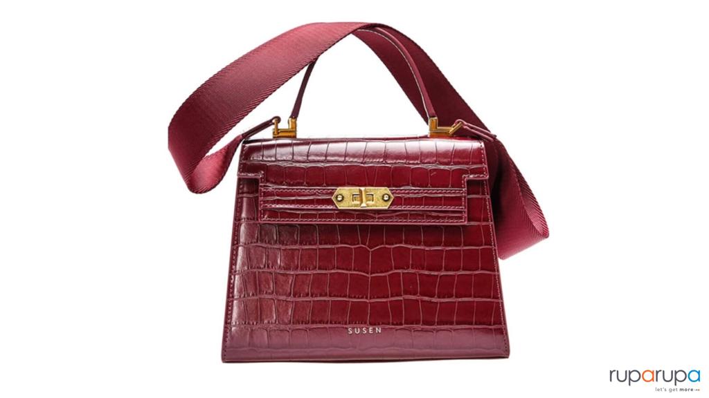 Susen Croco Tas Tangan - Red Wine