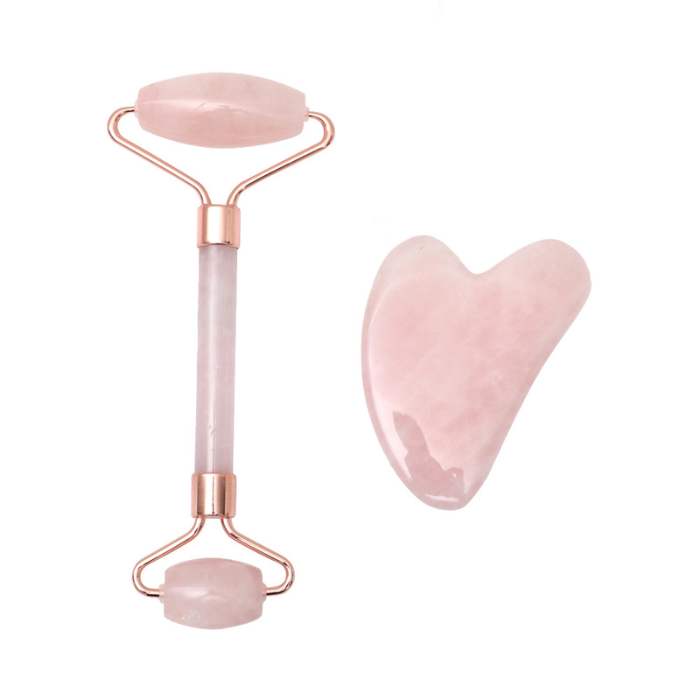 Ataru Set 2 Pcs Roller & Gua Sha Rose Quart